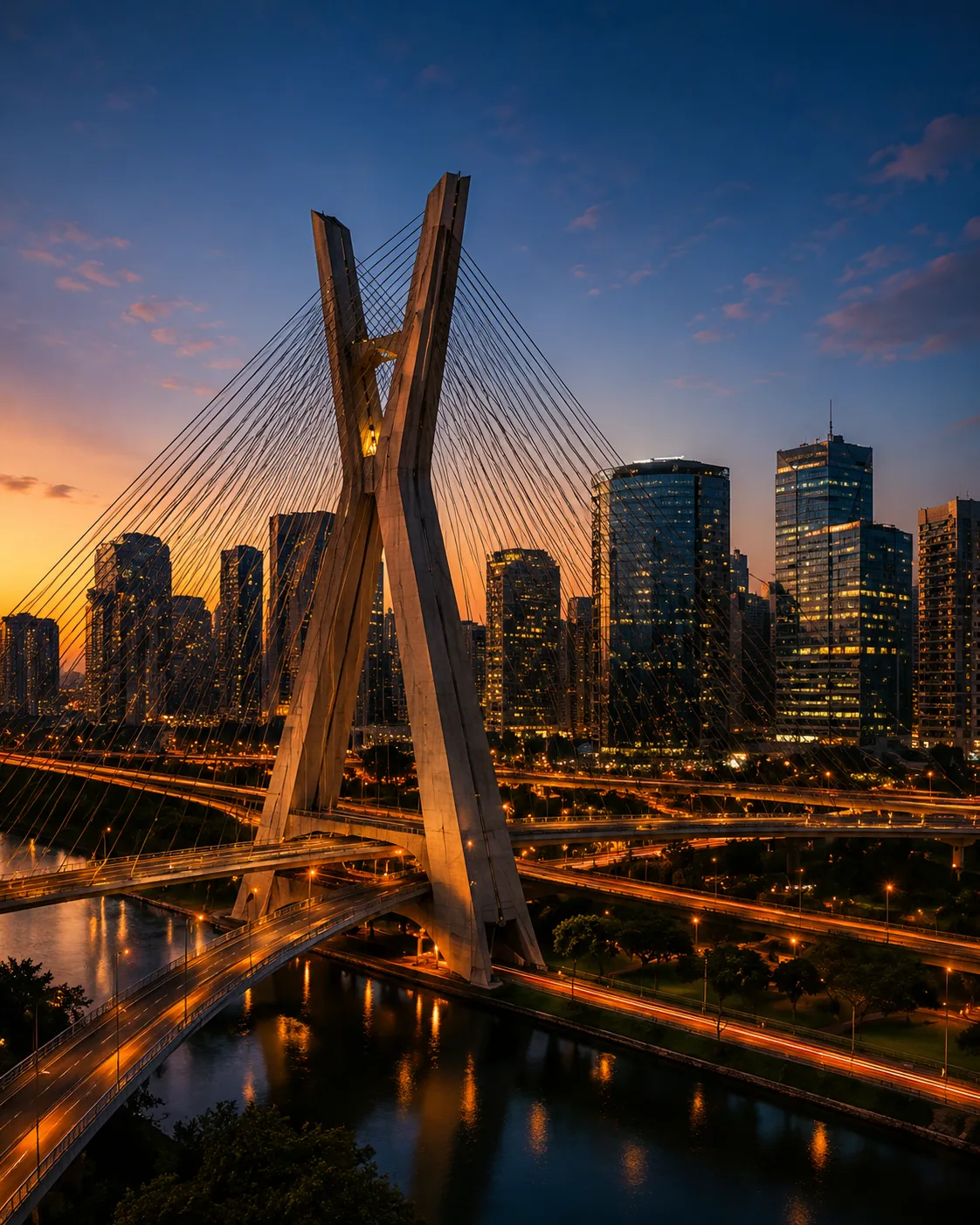 São Paulo - pont Octávio Frias de nuit